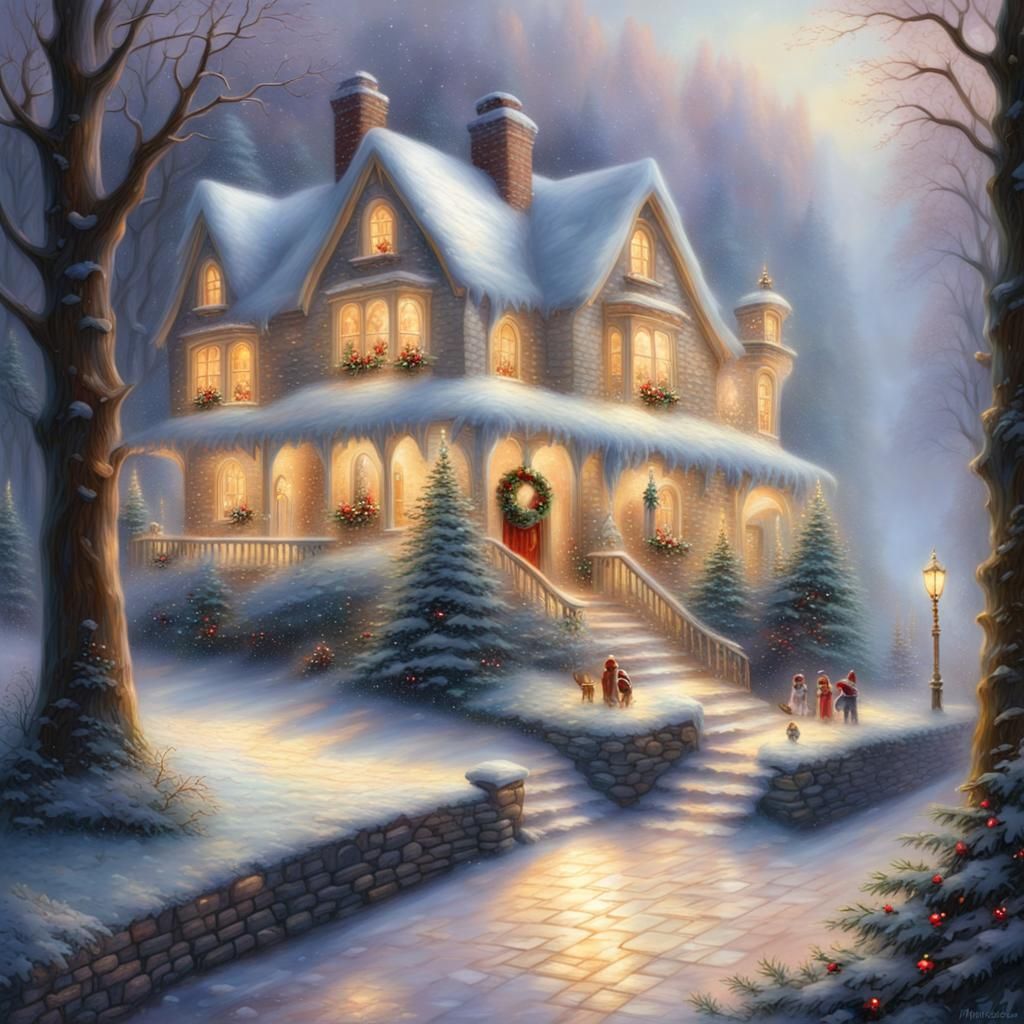 Magical Christmas Home Scene in Ethereal Style