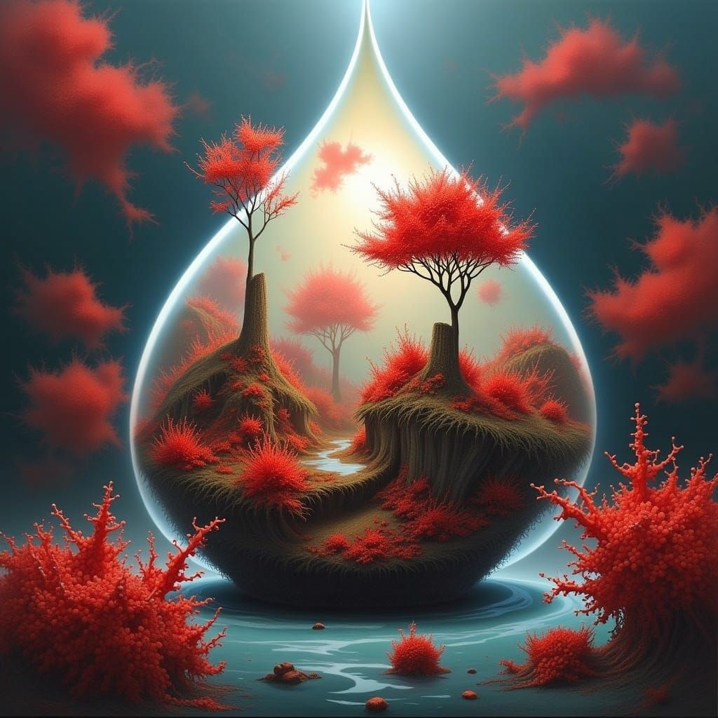 Miniature Red Forest in Luminous Teardrop