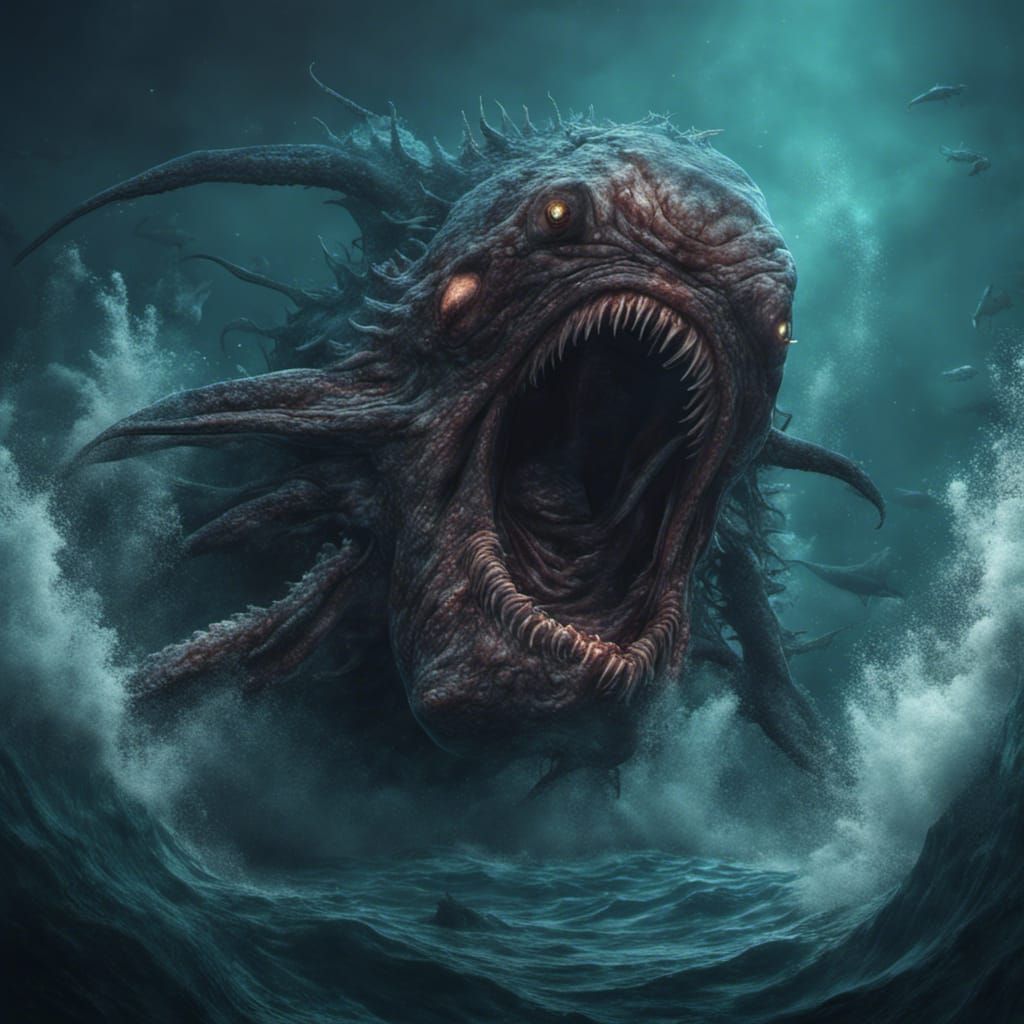 Gigantic Deep Sea Creature in a Matte Painting