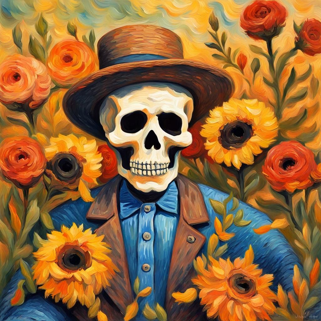 Day of the Dead in Gouache Impressionism