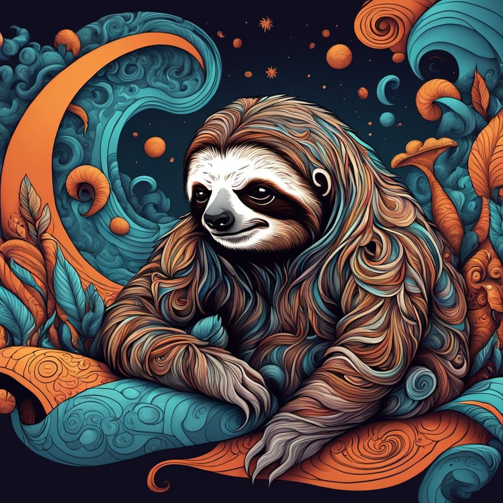 Sloth's Languid Realm: Abstract Vectors of Leisure