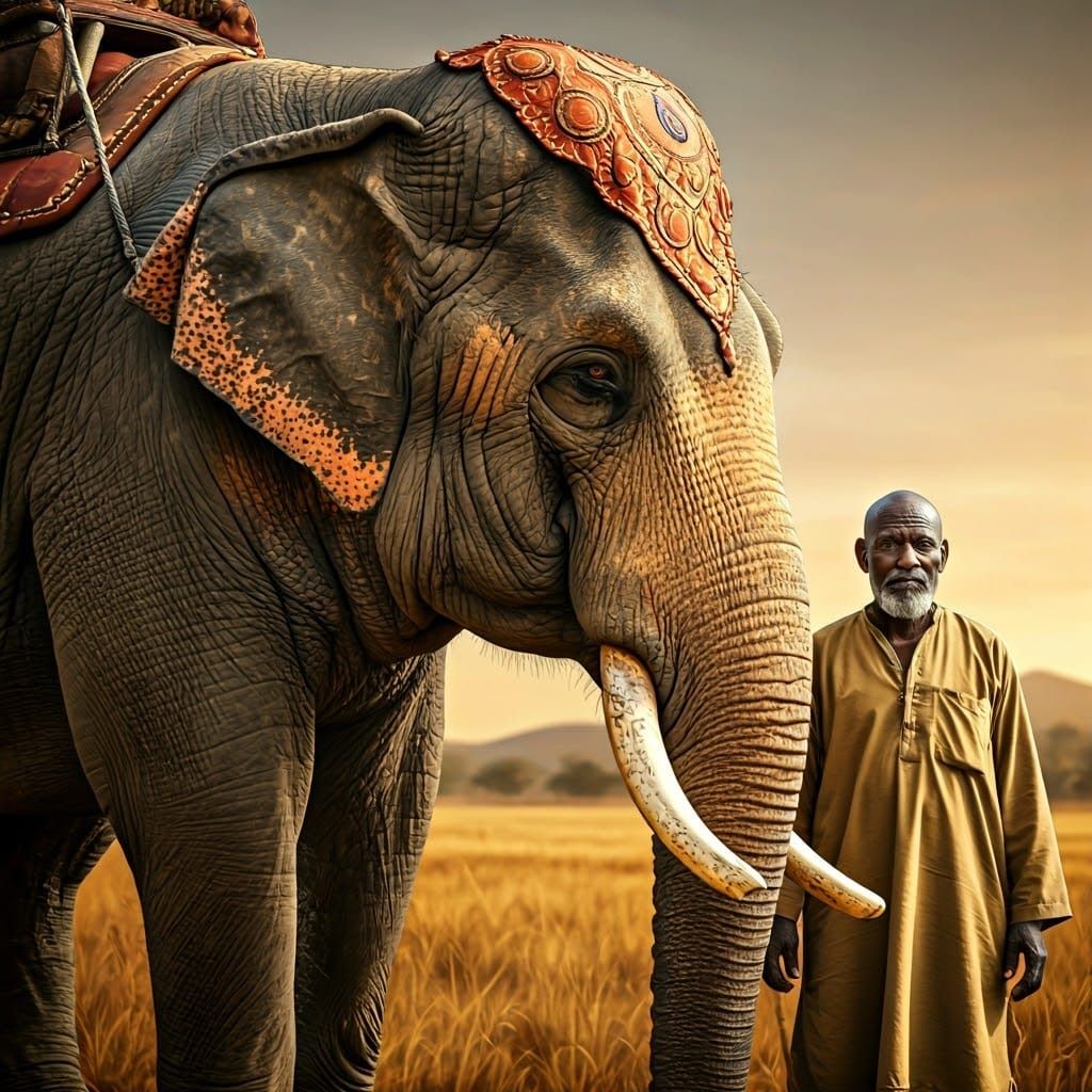 Elephant in Elegant Attire Adorns the African Savannah