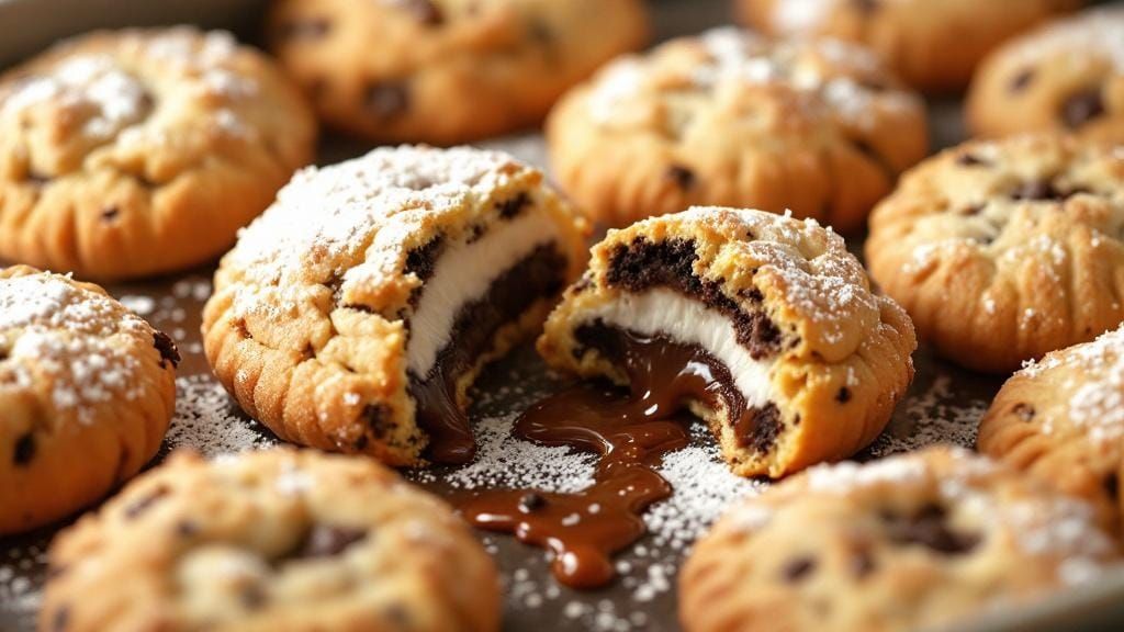 Crispy Oreo Cookie Pieces with Chocolate Sauce, Whimsical Il...