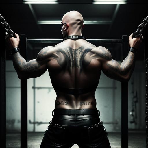 Imprisoned Figure in Leather, Dark Cell