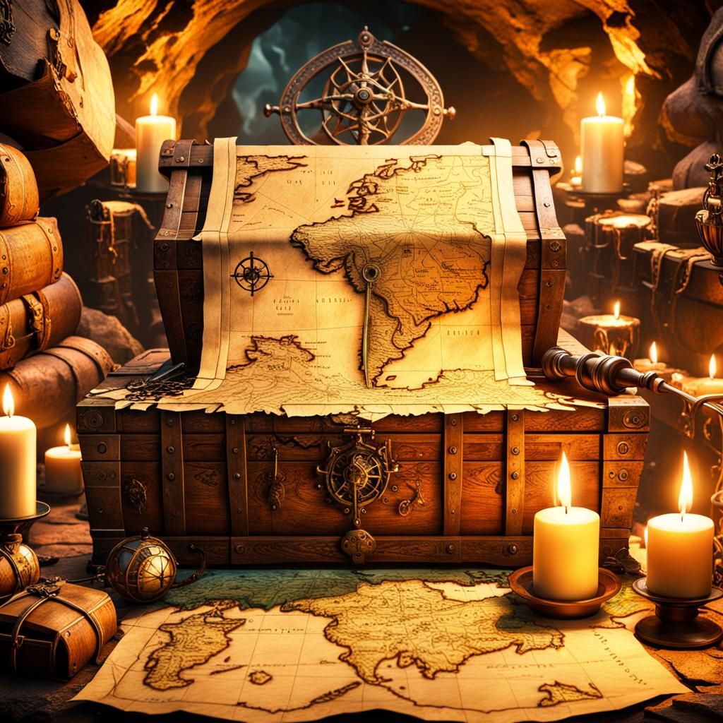 Ancient Middle Earth Map on Pirate Chest