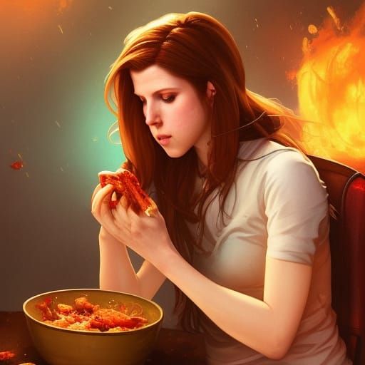 Anna Kendrick and Spicy Food, Hyperdetailed Art