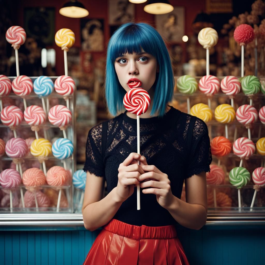 Emo Girl in Candy Shop: Professional Portrait