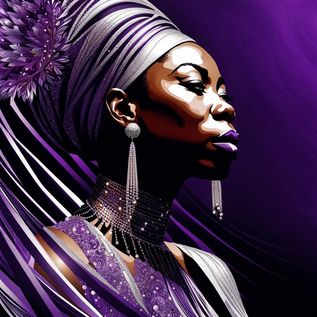 Nina Simone Portrait in Splash Art Style