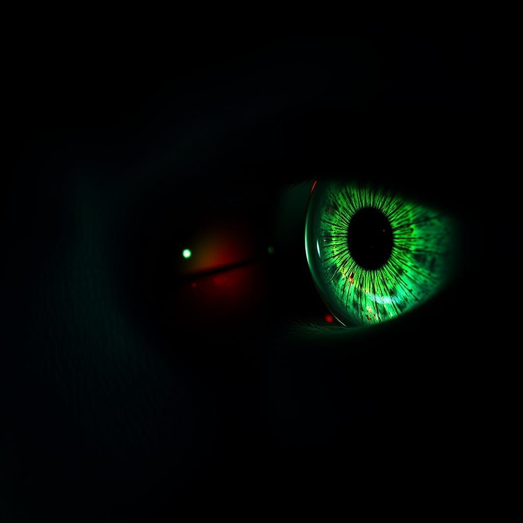 Epic Cinematic Close-Up of Glowing Emerald Eyes