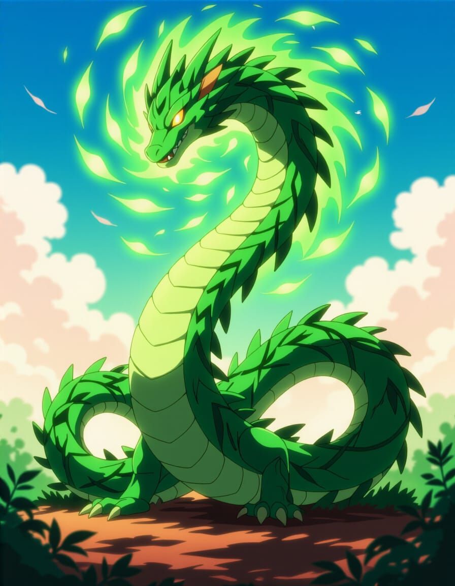 Serpentine Sliver with Emerald Scales and Nature Aura