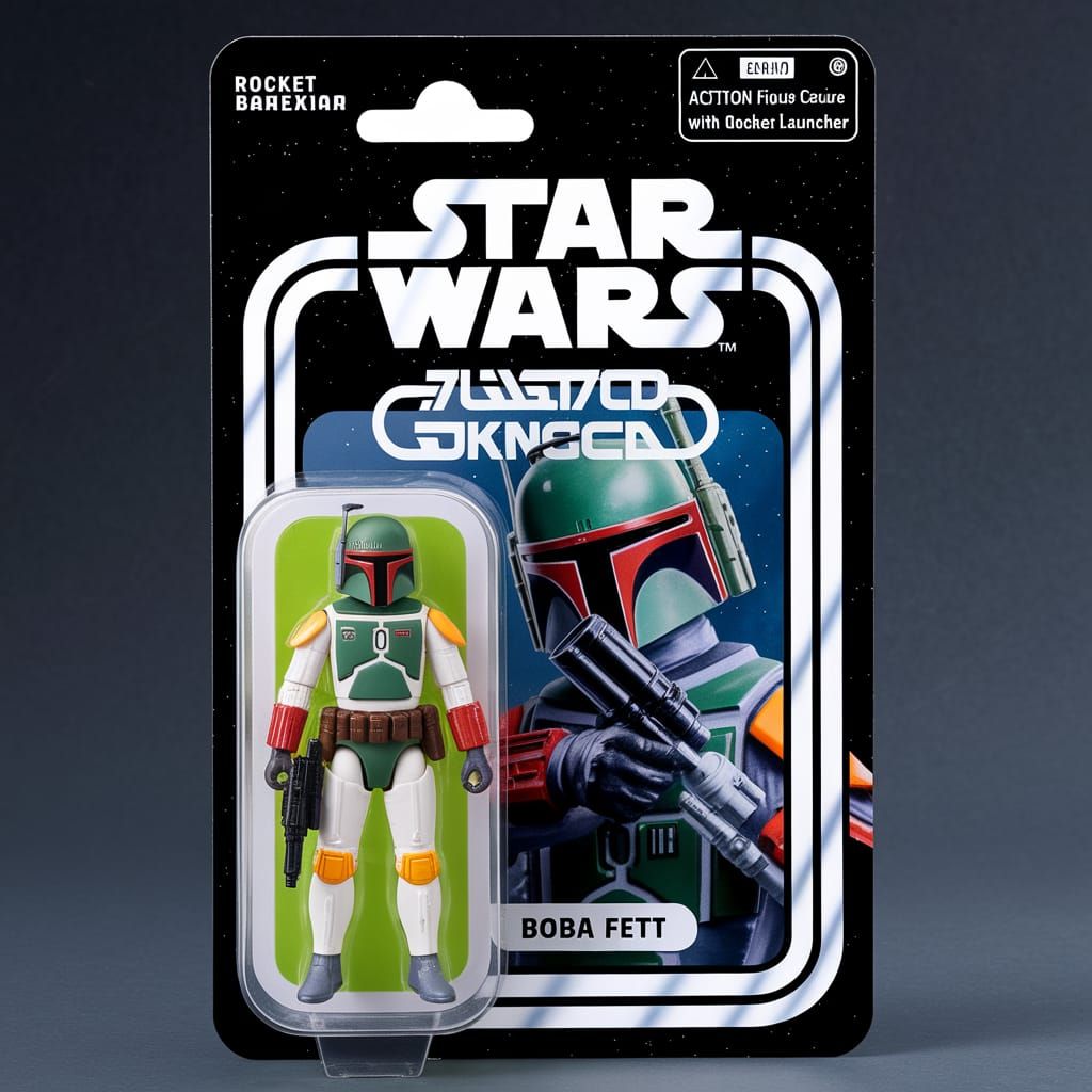 Boba Fett Action Figure in Cardboard Star Wars Packaging