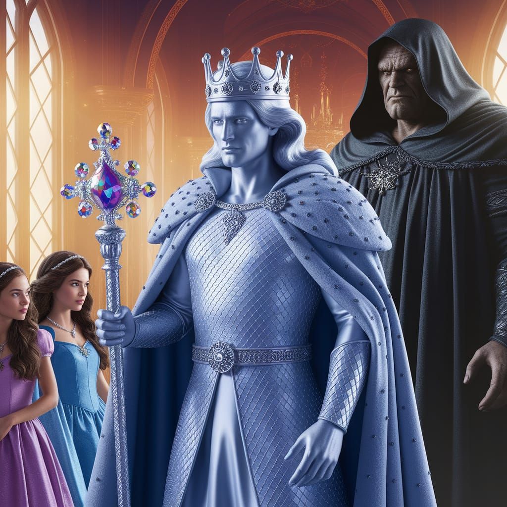 Silver King in Grand Hall with Princesses and Dark Giant