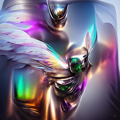 Iridescent Guardian Angel Statue in Polished Style