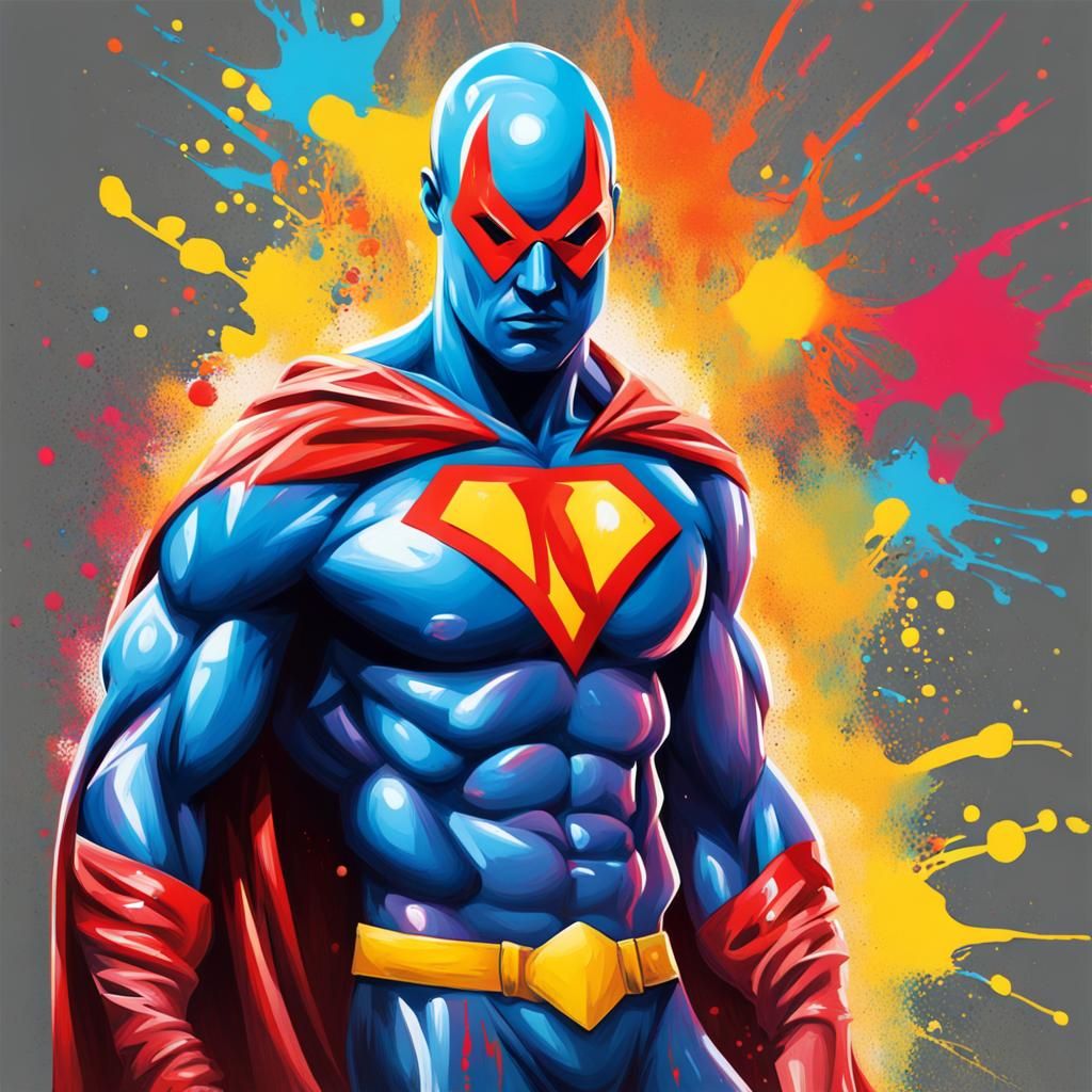 Maine Superhero in Graffiti Splash Art Style