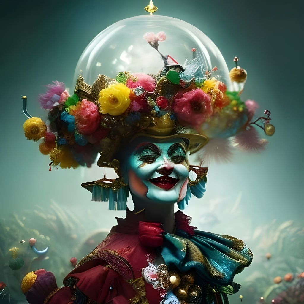 Chibi Clown in Wonderland: Detailed Digital Art