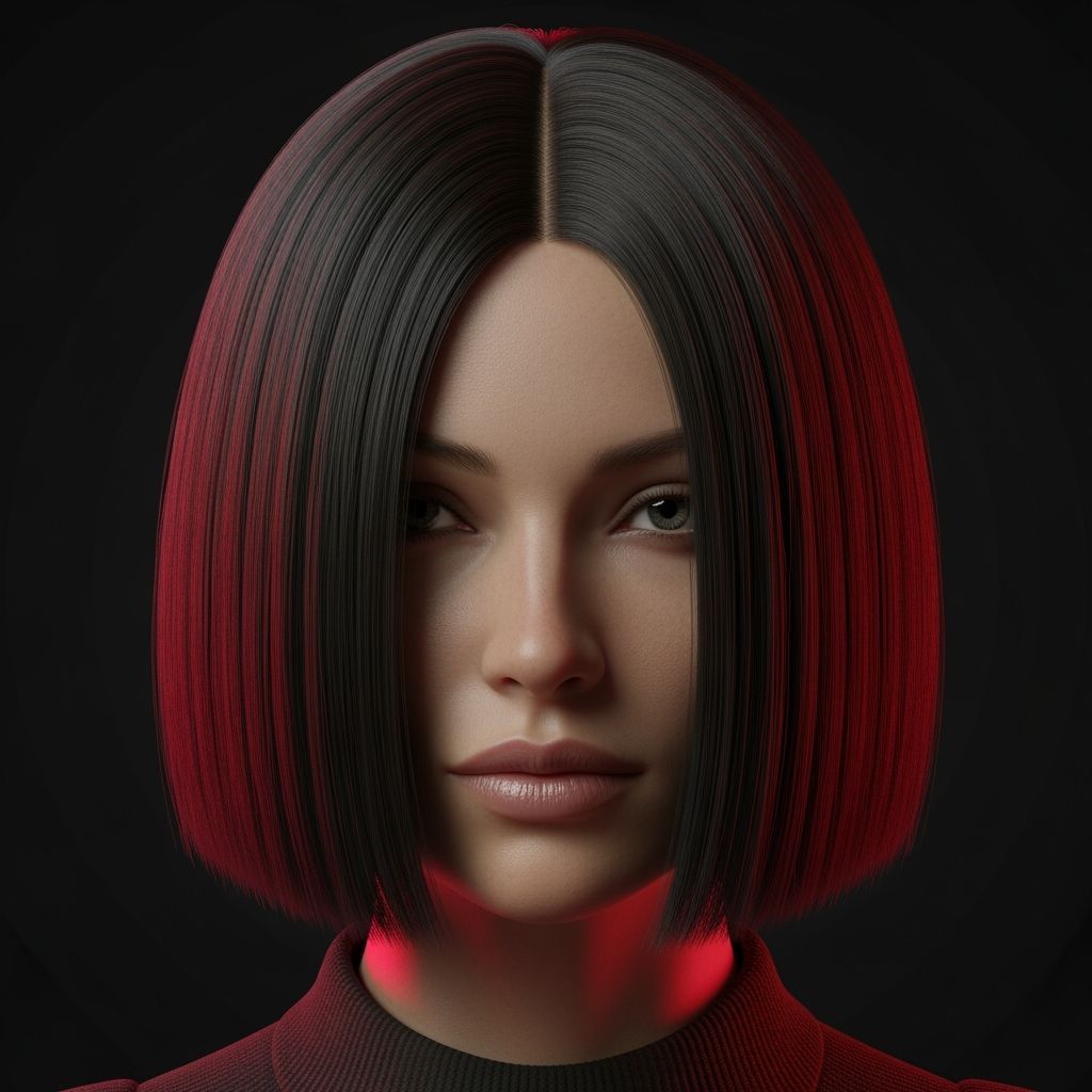 Cyberpunk Woman with Sleek Bob Haircut