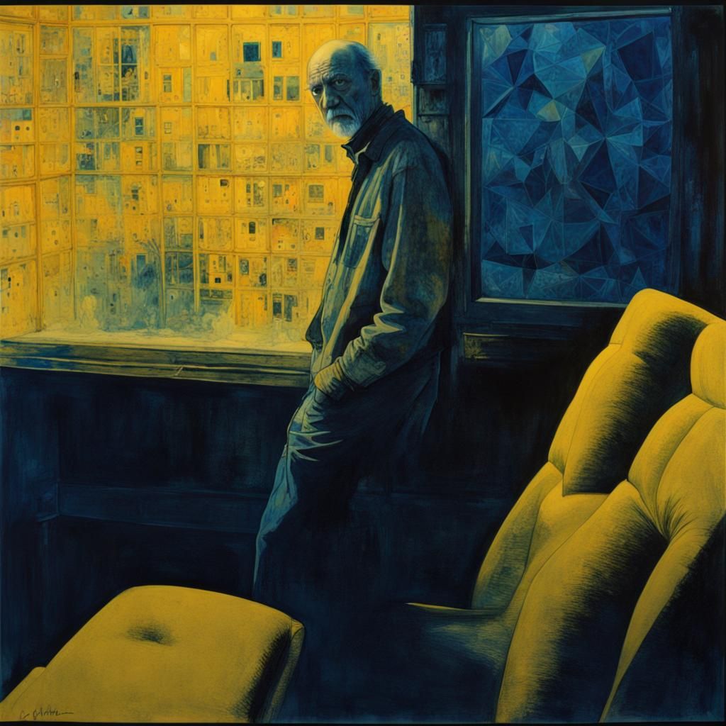 Psychedelic Abandoned Place in Geometric Neon Style