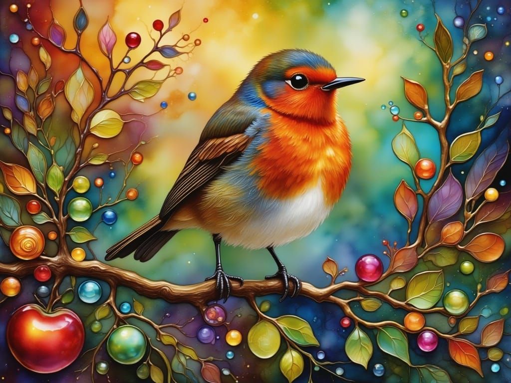 Robin and Alcohol Glass: A Study in Serenity