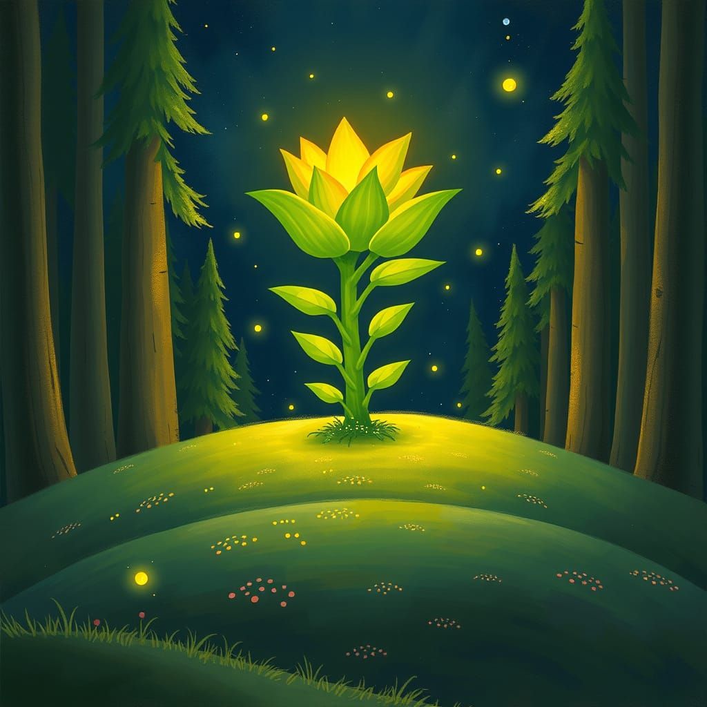 Glowing Whimsy in a Moonlit Garden