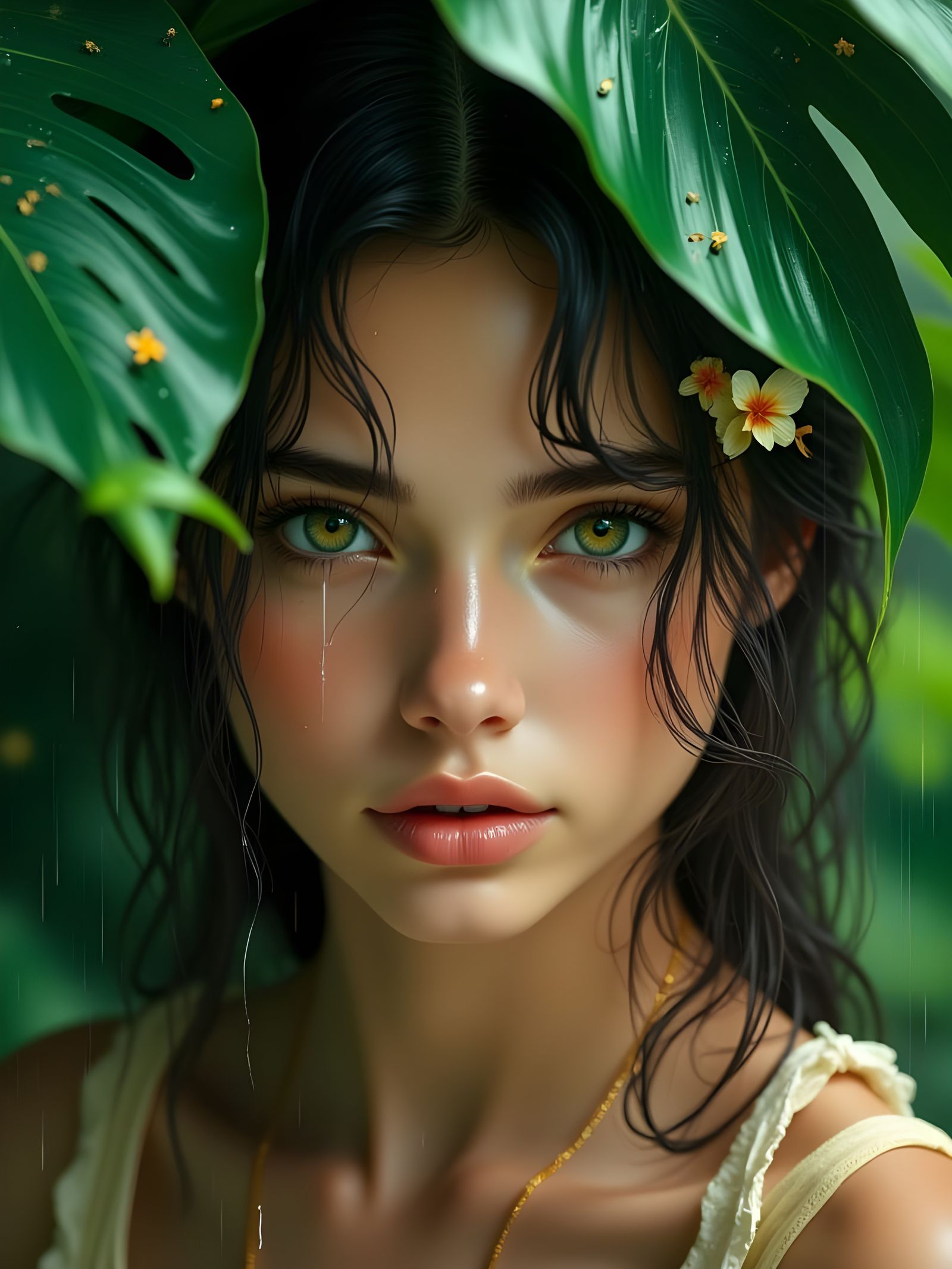 Enchanting Tropical Goddess in Ethereal Beauty