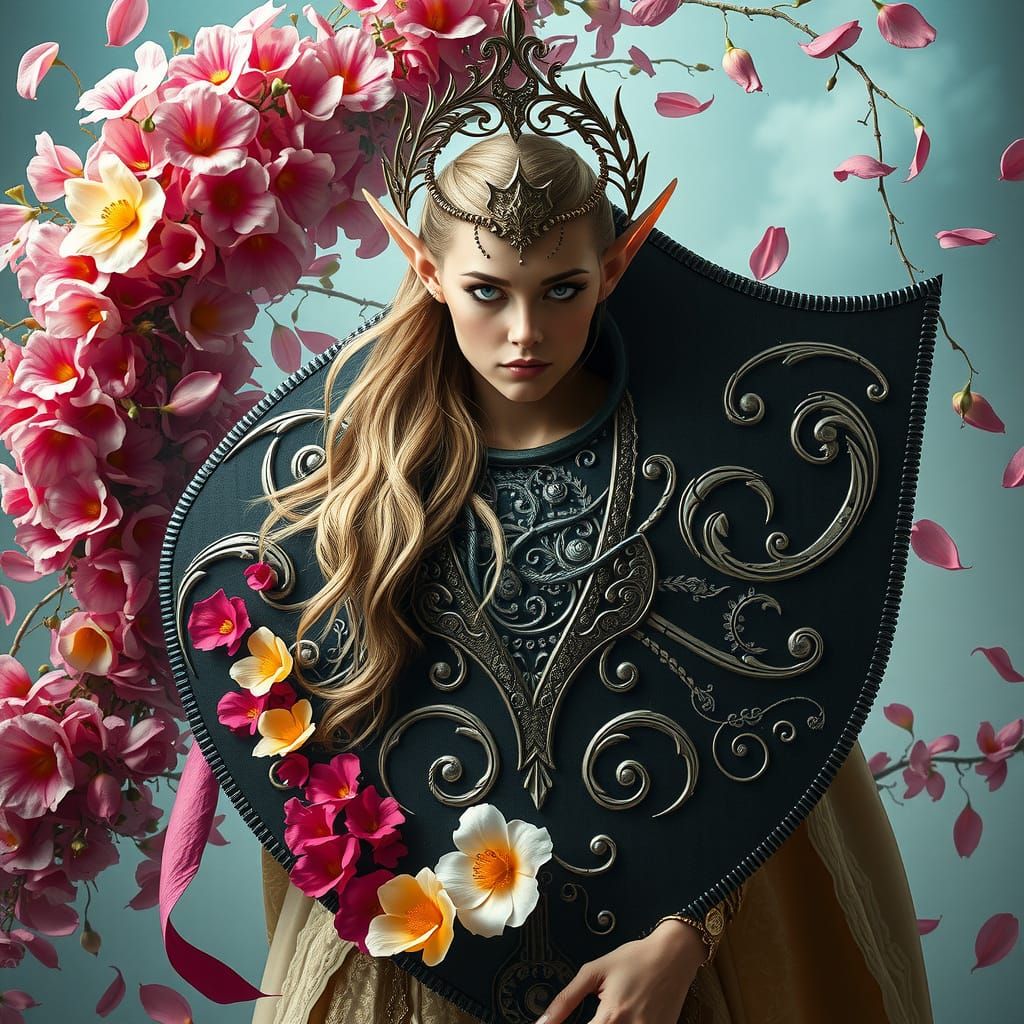 Ethereal Elf Warrior in Gritty, Floral Fantasy
