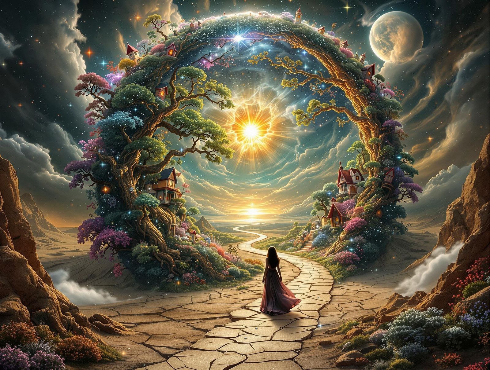 Surreal Stargate Scene in Psychedelic Style