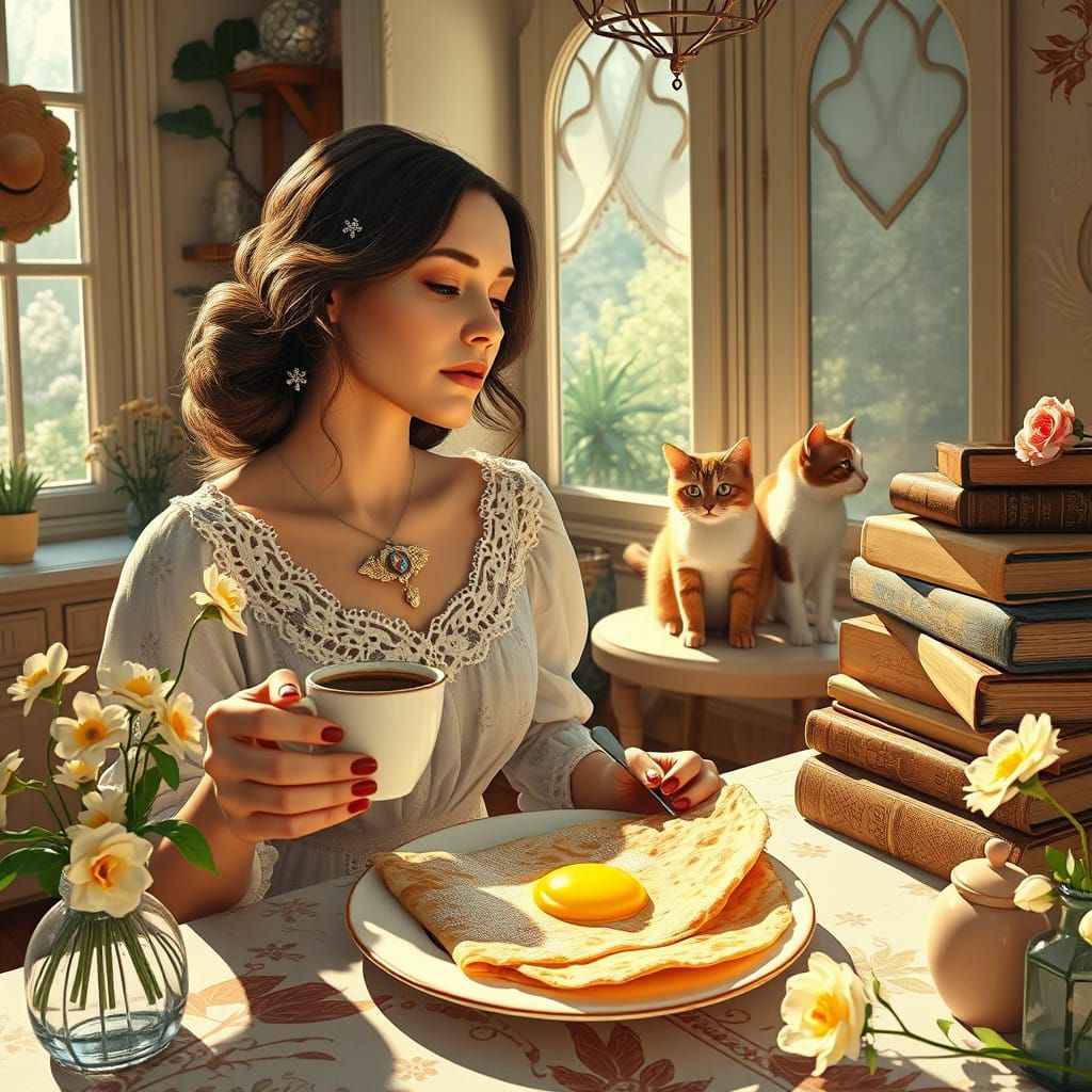 Cozy French Kitchen in Art Nouveau Style