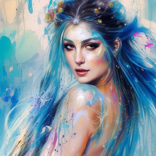 Anime Art Print: Greek Goddess on Disco Ball