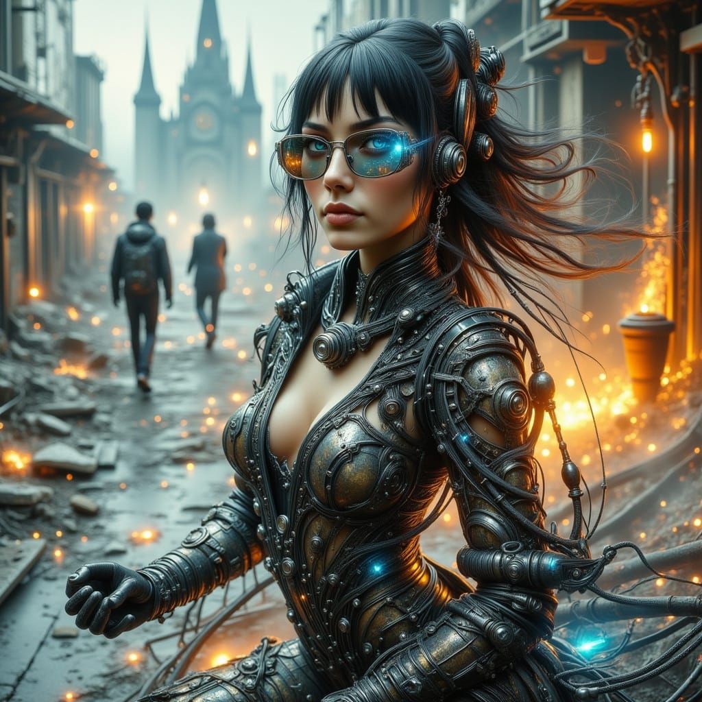 Cyberpunk Cinderella in Mechanical Ball Gown