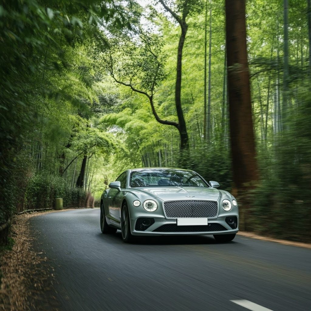 Luxury Bentley in Japanese Bamboo Forest