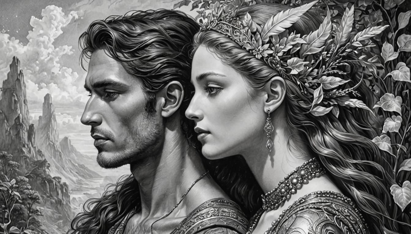 Monochrome Portrait in Symbolic Style