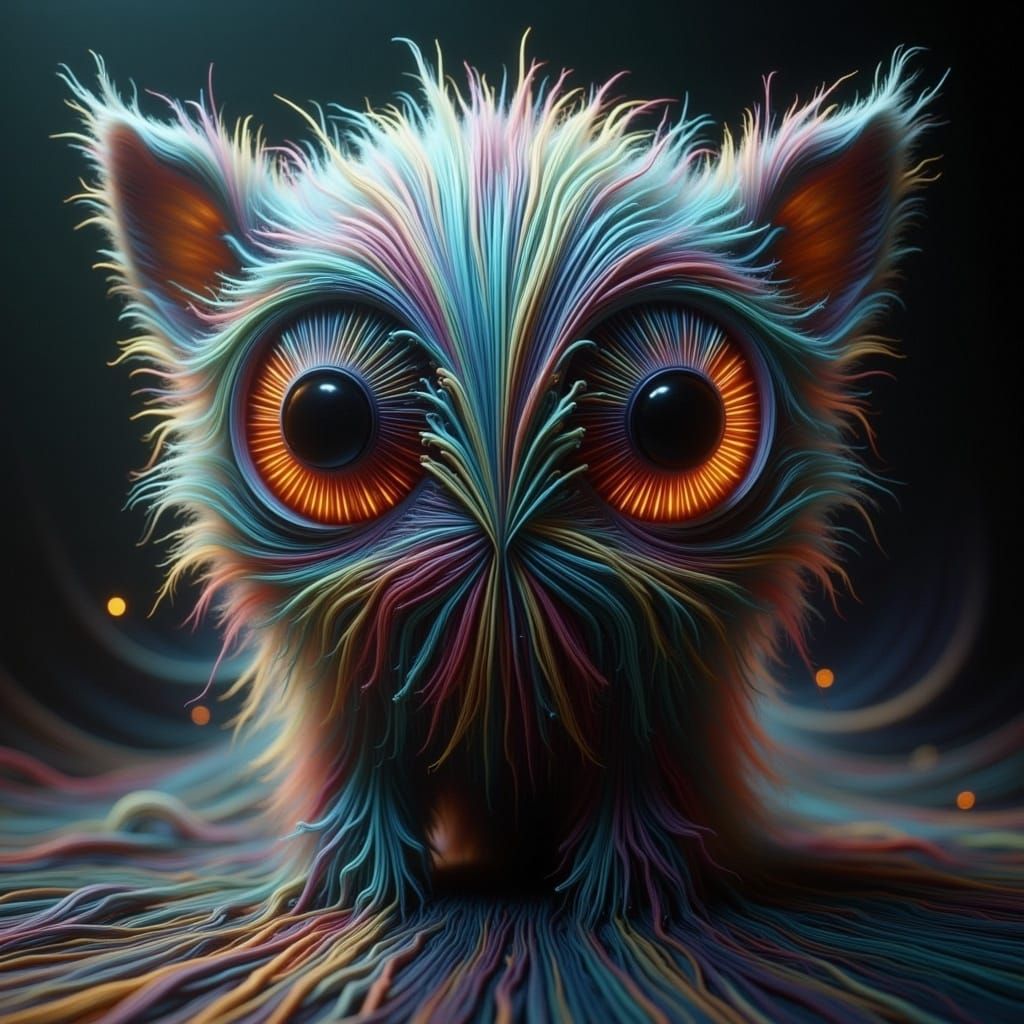 Cute Furry Creature with Marble Eyes