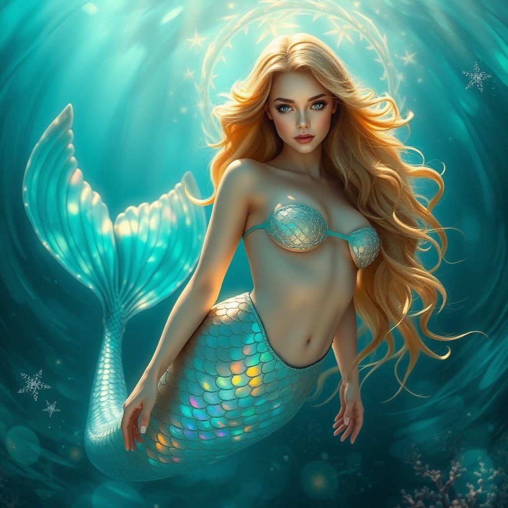 Ethereal Mermaid in Iridescent Shimmer