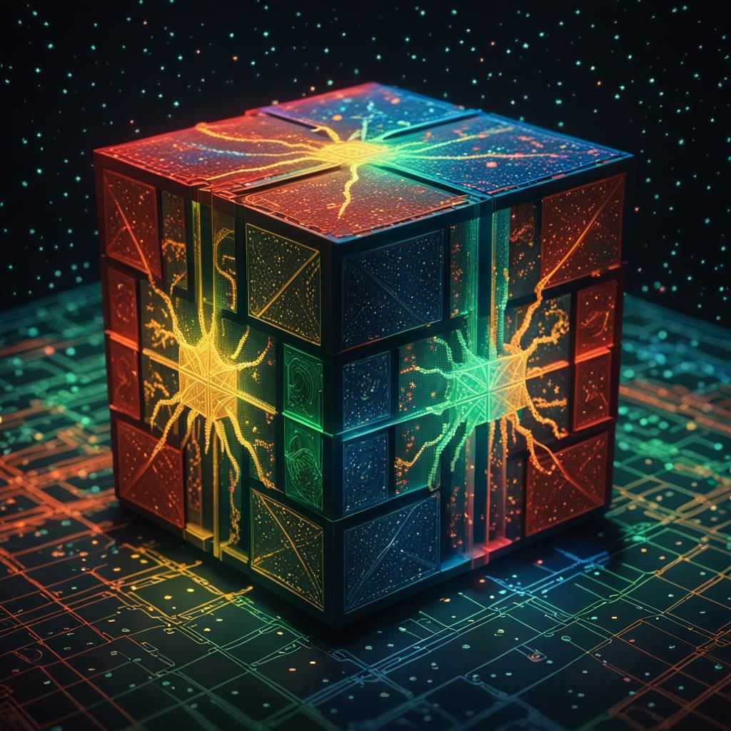 Pixel Art Galaxy Cube: Cinematic Still