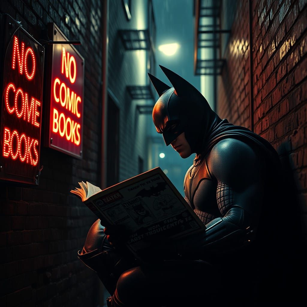 Batman in a Gritty, High-Contrast Film Noir Alleyway