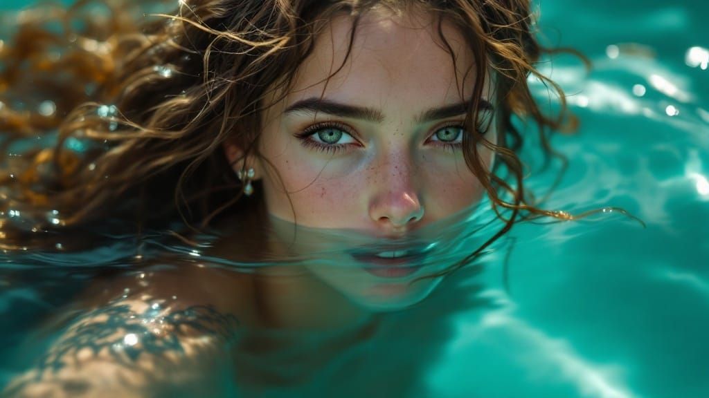 Ethereal Sea Maiden Emerging from Turquoise Depths