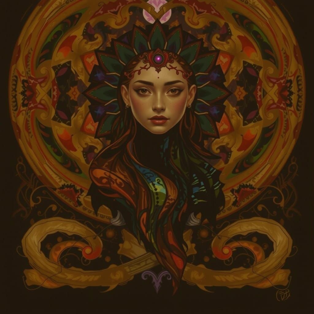 Abstract Expressionism with Iridescent Swirling Patterns