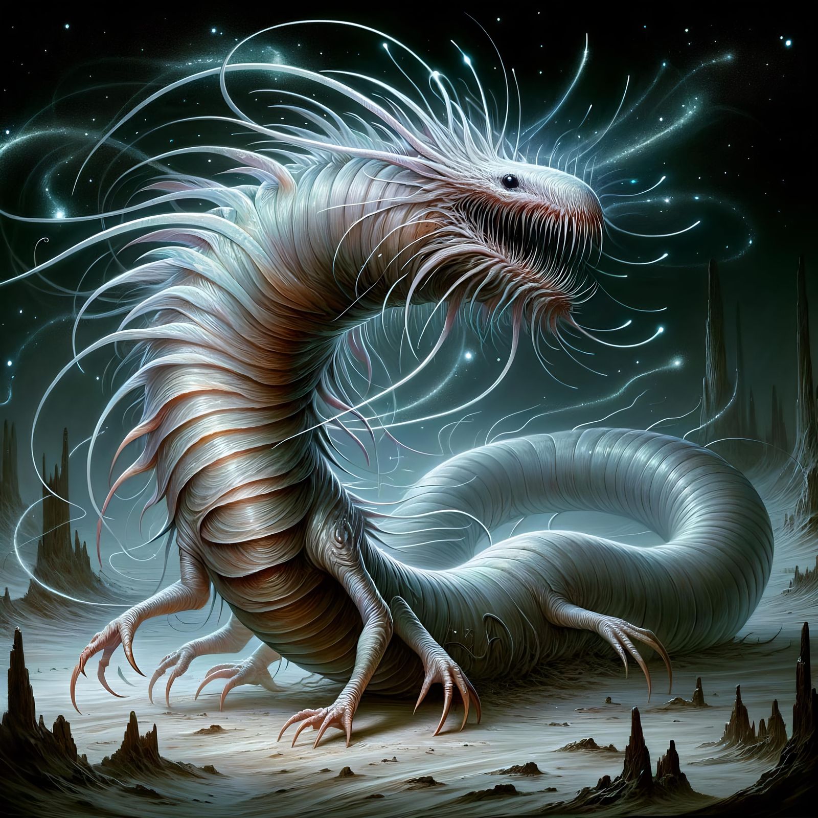 Eerie Desert Monster with Psionic Energy