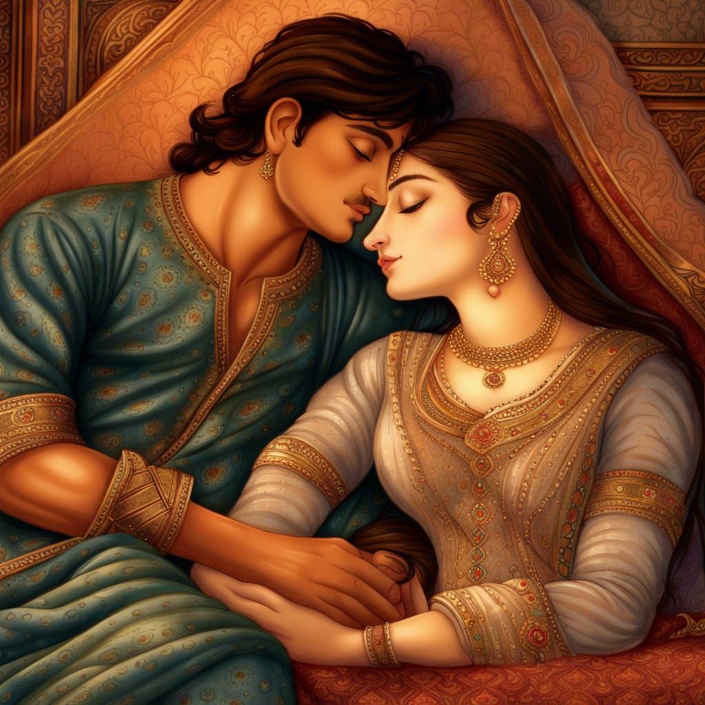 Jahangir and Nur Jahan: Mughal-Style Love Scene