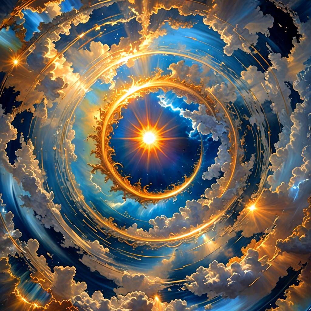 Radiant Interdimensional Energy Beams on Blue Water