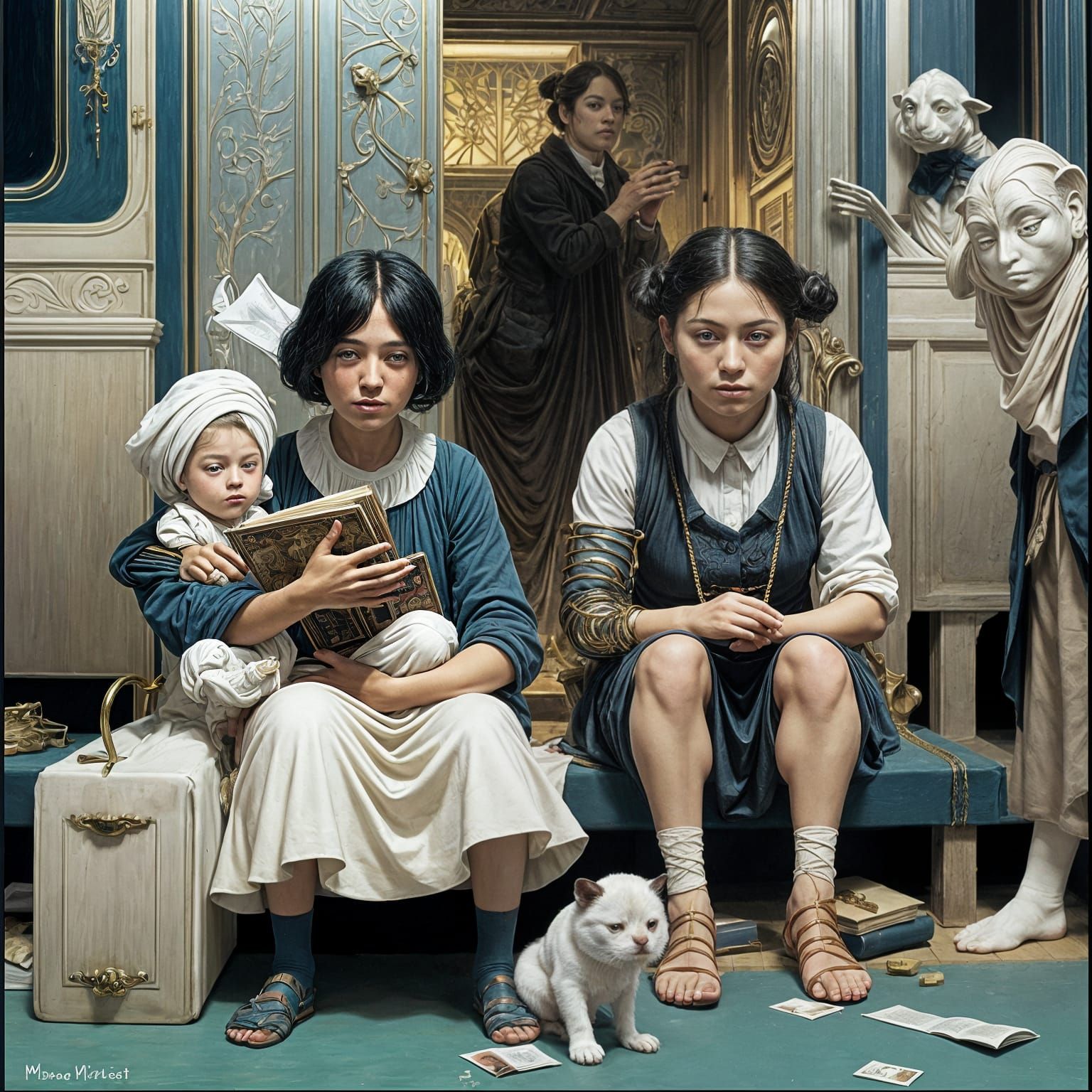 Dark Fantasy Scene in Vibrant Complementary Colors