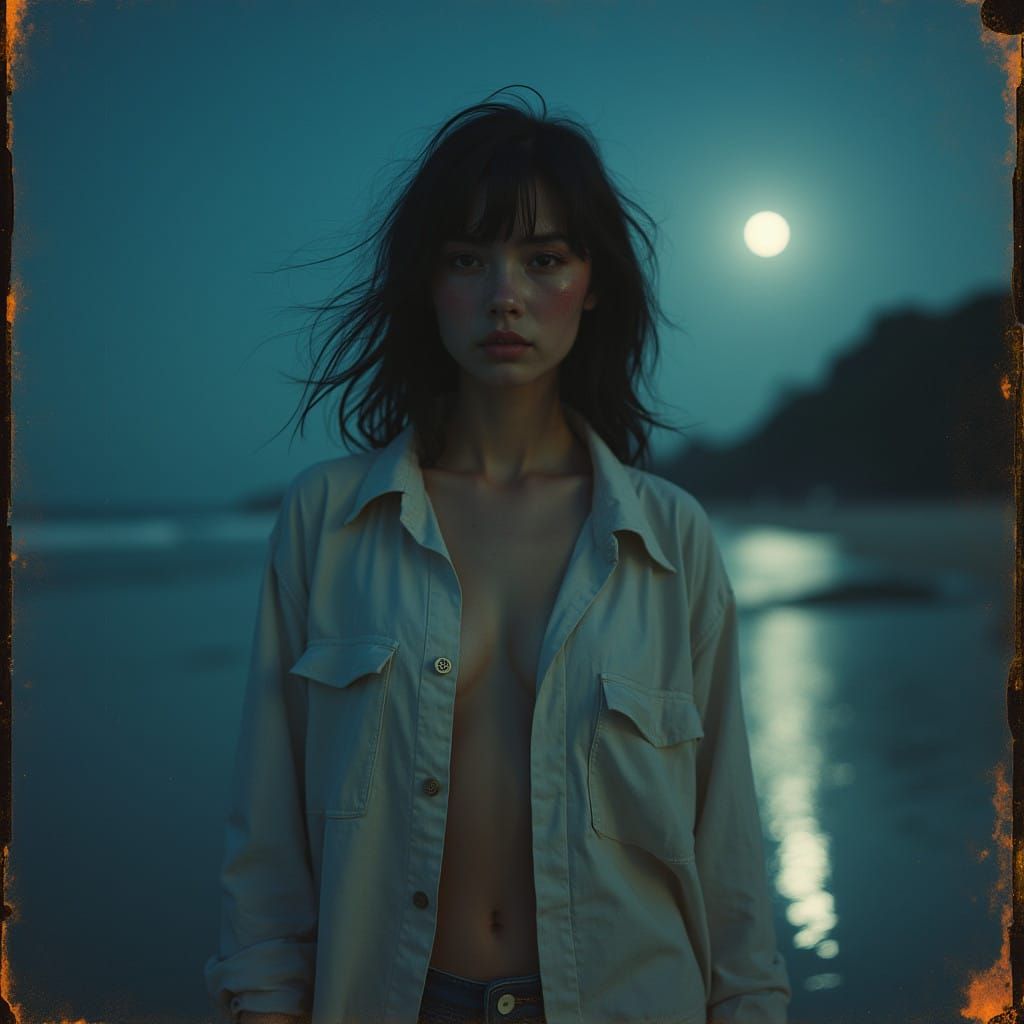 Dreamy Beach Nostalgia in Polaroid Style