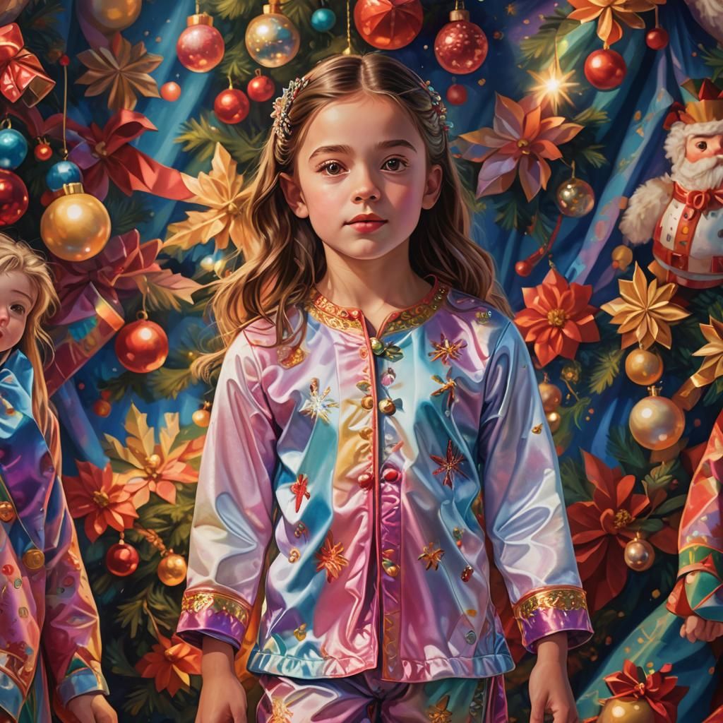 Girl in Nutcracker Pyjamas: Hyperrealistic Concept Art