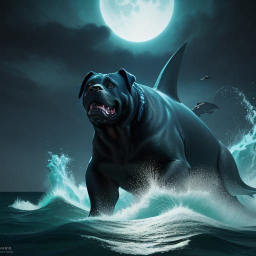 Rottweiler vs Shark: Epic Battle in Bioluminescent Sea