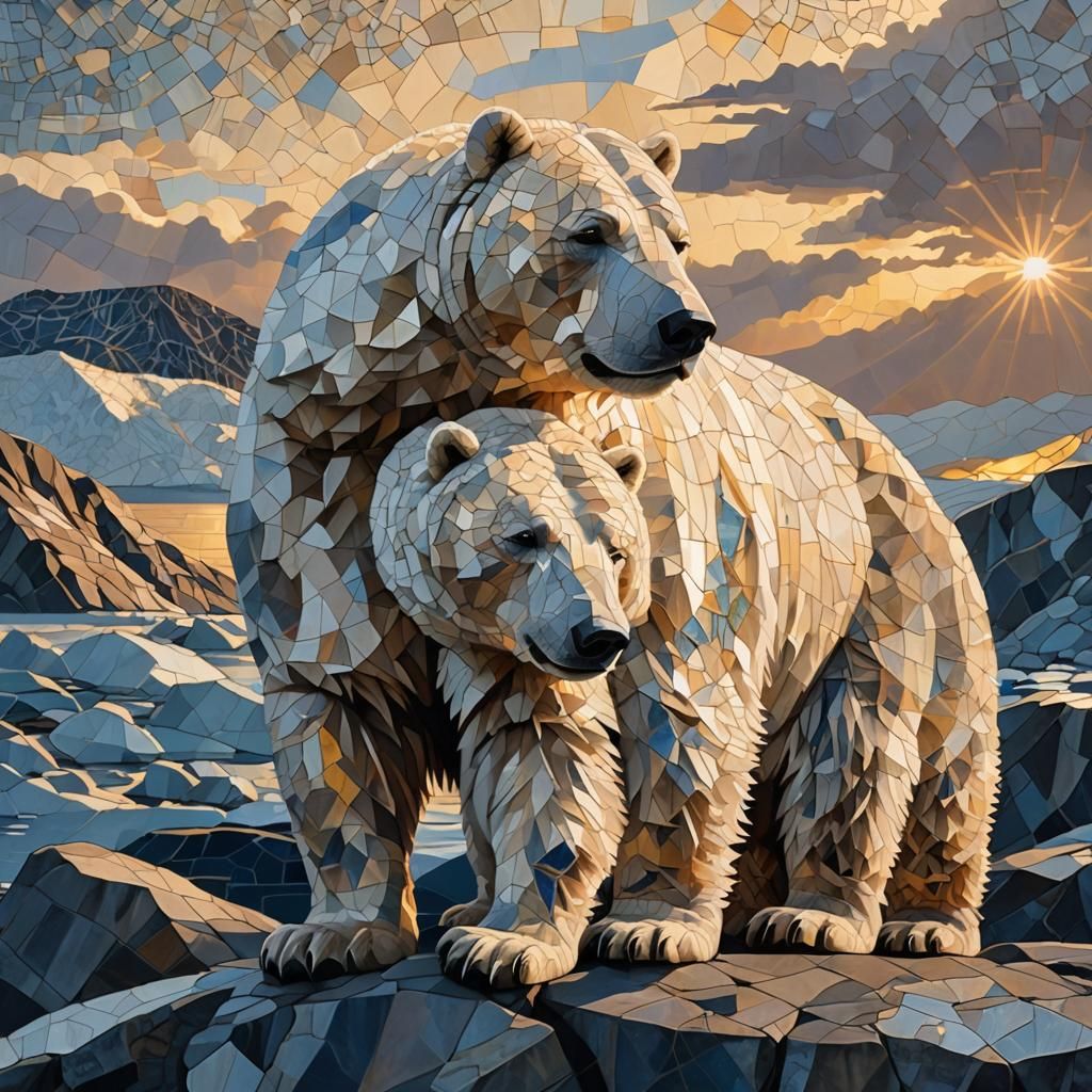 Mosaic Portrait of a Norwegian Ice Bear