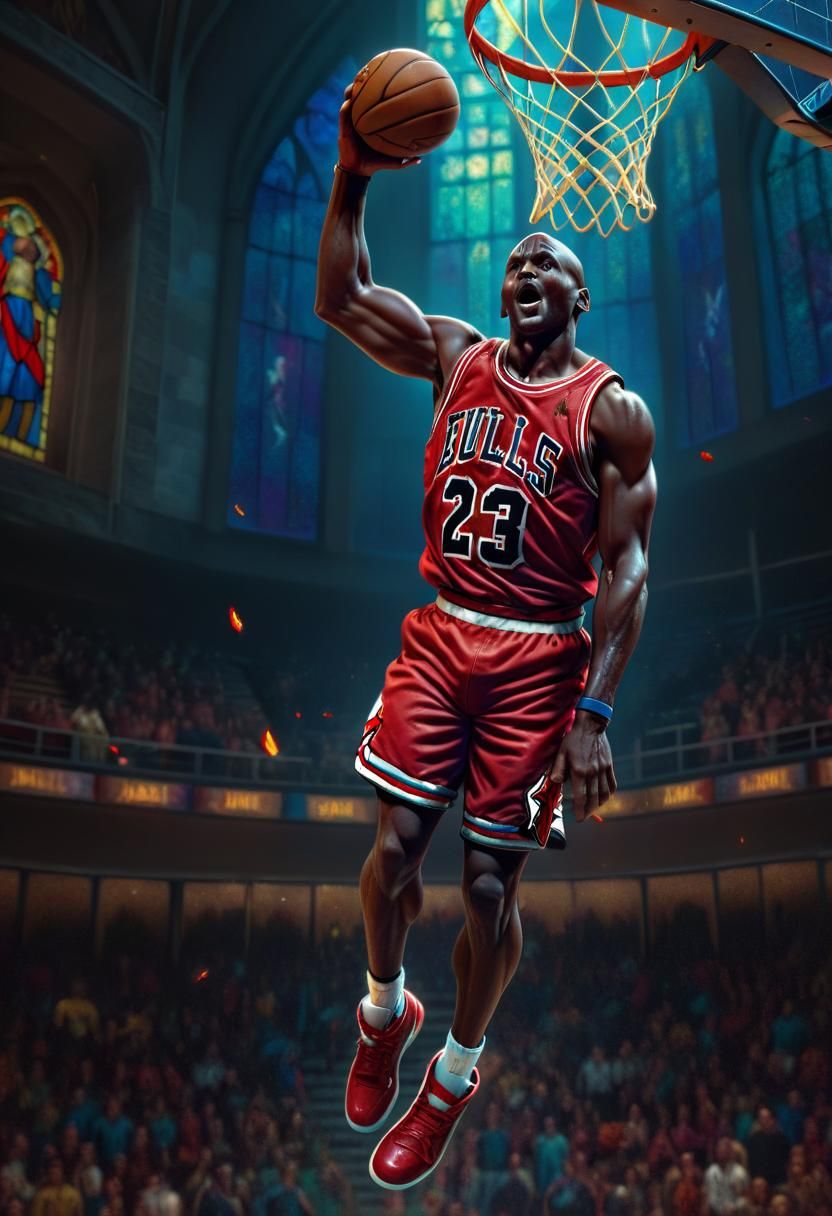 Stained Glass Michael Jordan Dunk Art