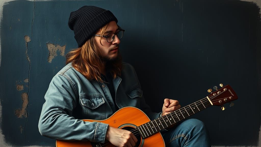 Gritty Street Musician Lost in Thought