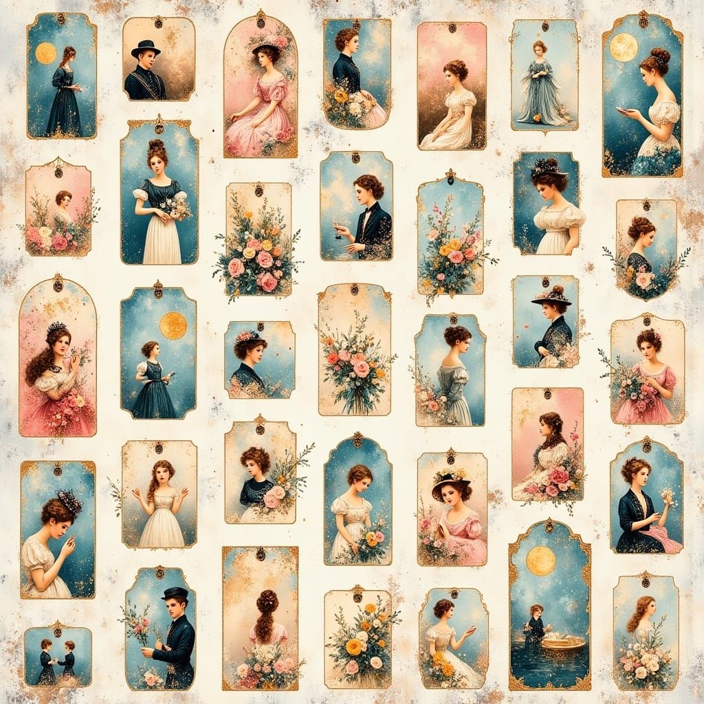 Vintage Victorian Scrapbook Layout with Intricate Digital St...