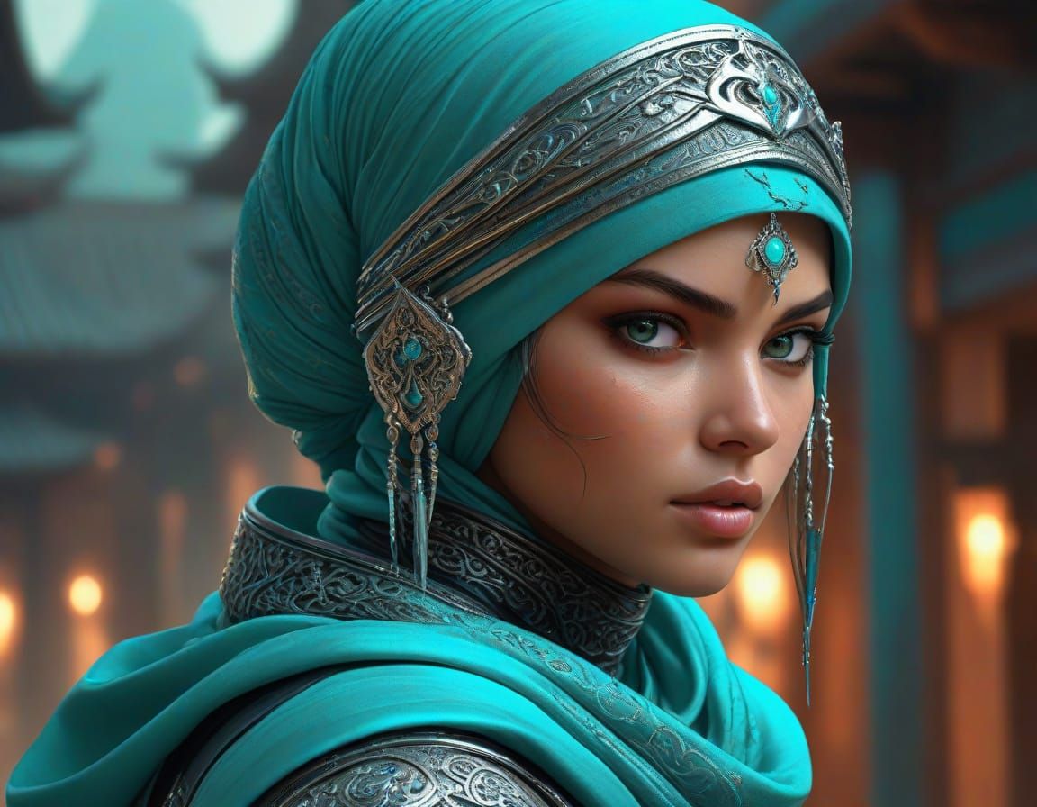 Princess Yasmin as Ninja in Hyperrealistic Sci-Fi Art