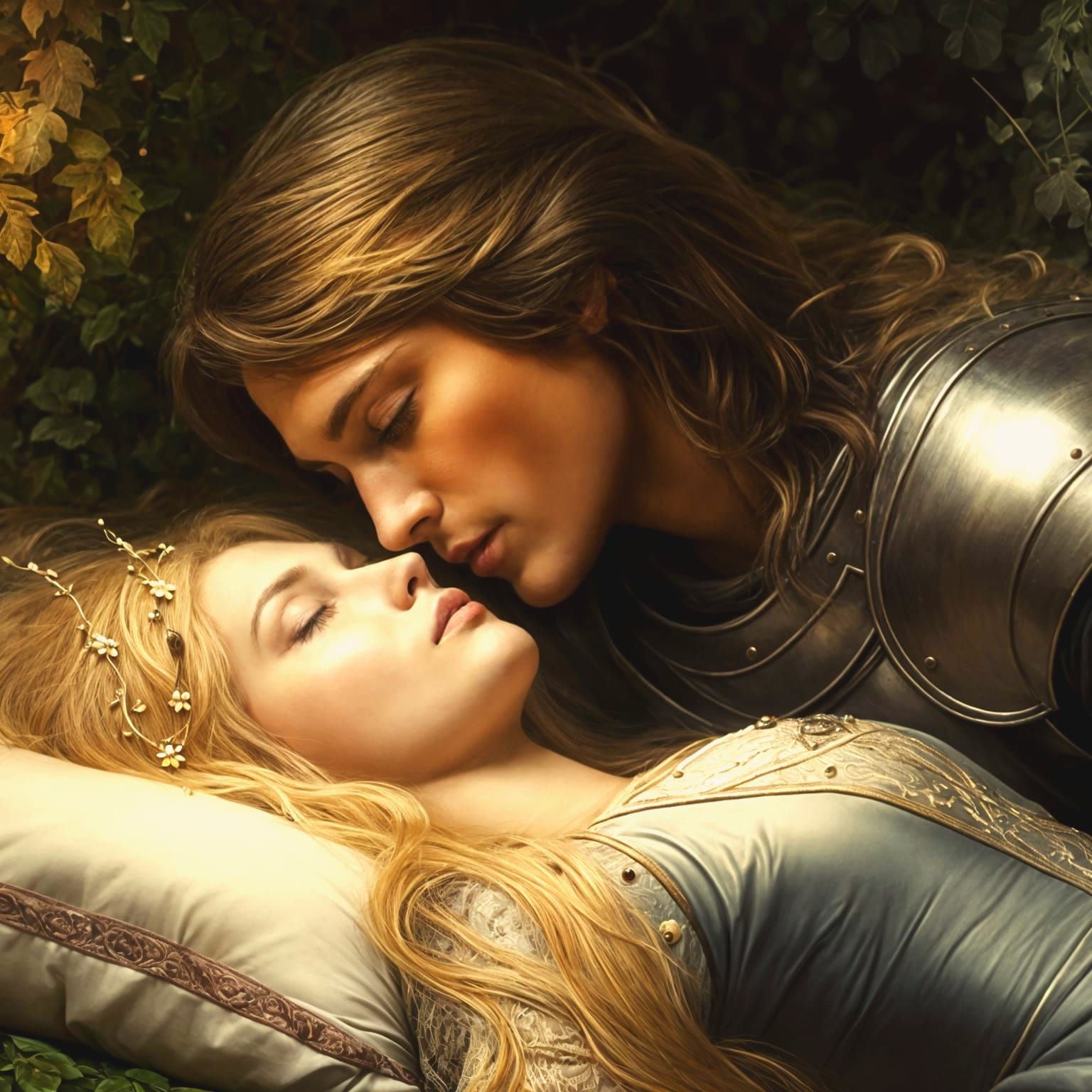 Sleeping Beauty Kiss in Holbein Style